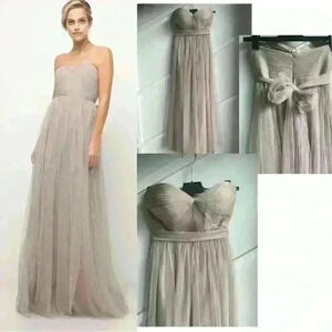 FORYOUDRESS Lace Tulle Midi Off white light beige/ tan Dress  Long size 4